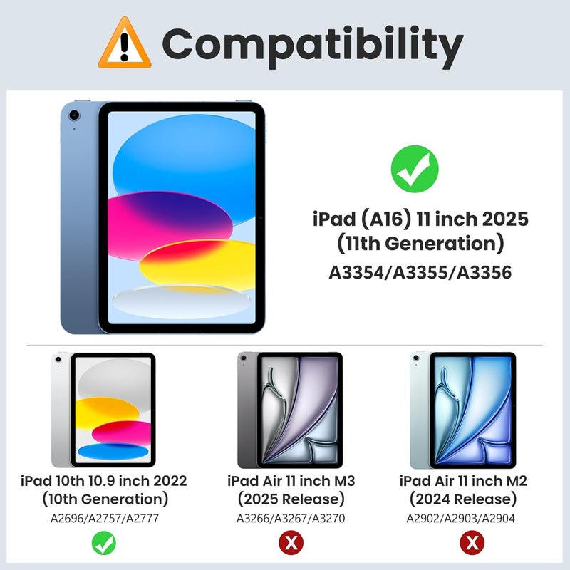 MoKo غطاء لجهاز iPad (A16) الجيل 11 بحجم 11 بوصة 2025، غطاء لجهاز iPad الجيل 10 بحجم 10.9 بوصة 2022، غطاء ذكي رقيق مع ظهر شفاف من PC، يدعم Touch ID، استيقاظ/نوم تلقائي، برتقالي - Image 2